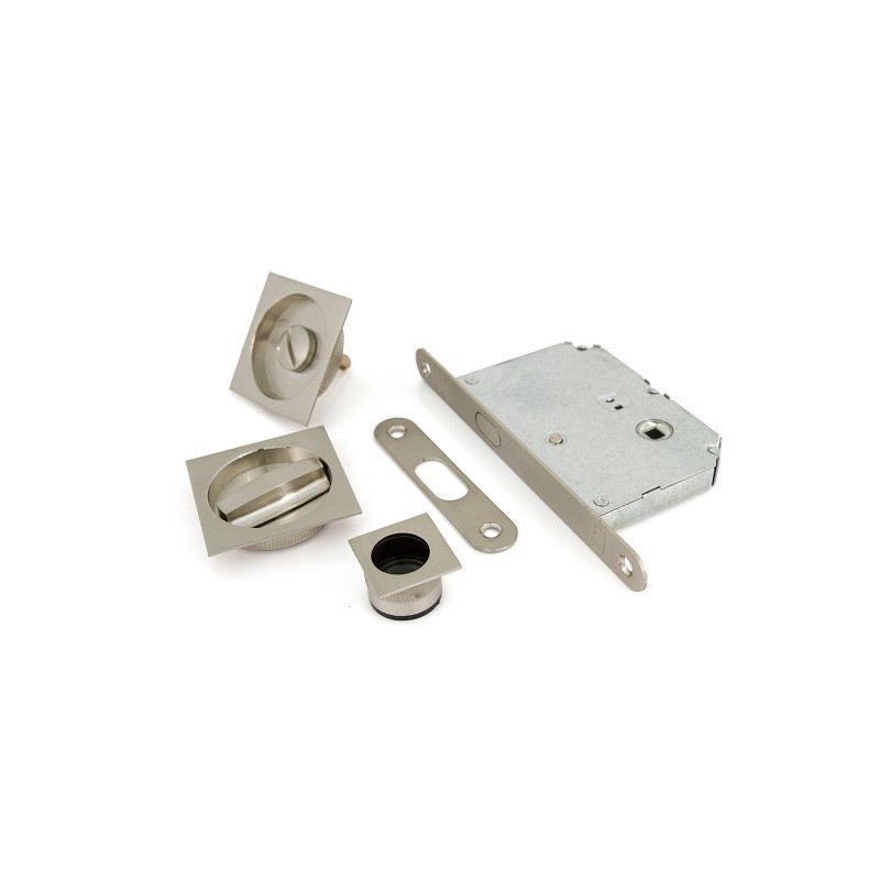 KIT CORREDERA CON.+DES. CUADRADO  NIQUEL SATINADO