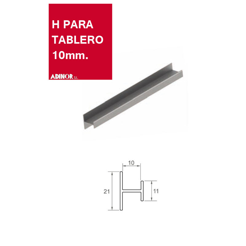PERFIL H 1515.A.PM PLATA MATE 10MM