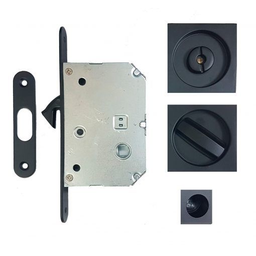 KIT CORREDERA COND.+DES. CUADRADO  NEGRO MATE