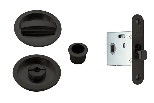 KIT CORREDERA CON.+DES. REDONDO  NEGRO MATE