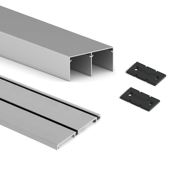 KIT GUIA PLACARD 74MM PLATA MATE 3MTS