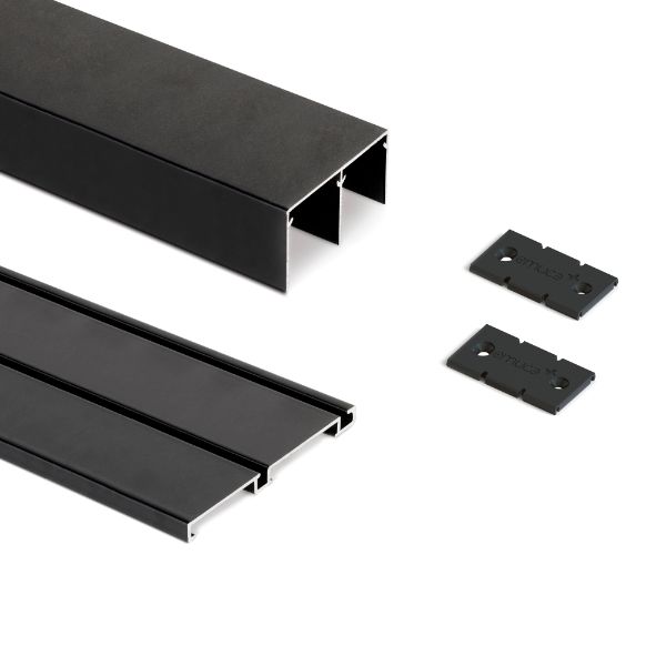 KIT GUIA PLACARD 74MM NEGRO MATE 3MTS