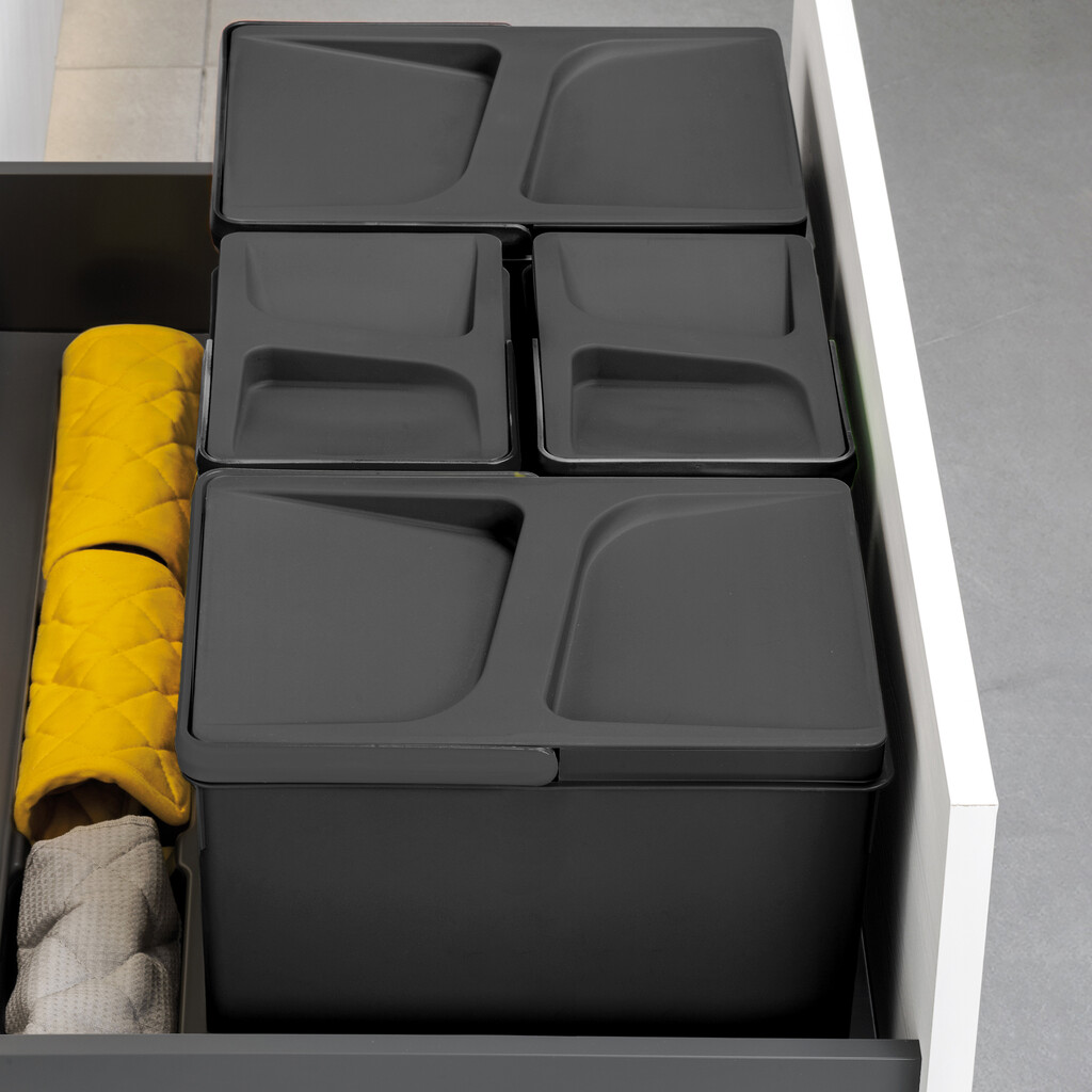 KIT CONTENEDORES 2X15L + 2X7L NEGRO